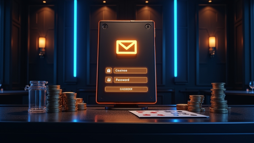 Formularz rejestracyjny Royal Joker na tle ciemnego kasyna i neonów